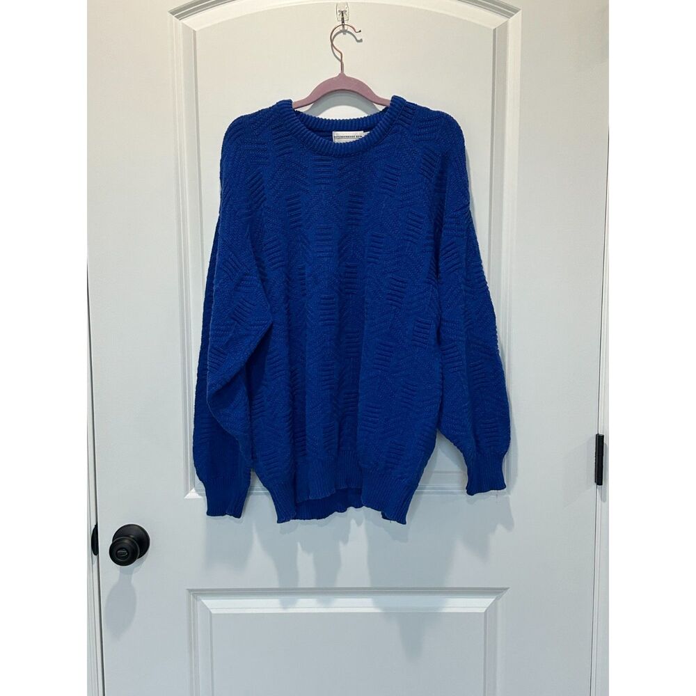 Vintage Peterborough Row Bloomingdale's Blue Cable Knit Sweater Men's Size Large